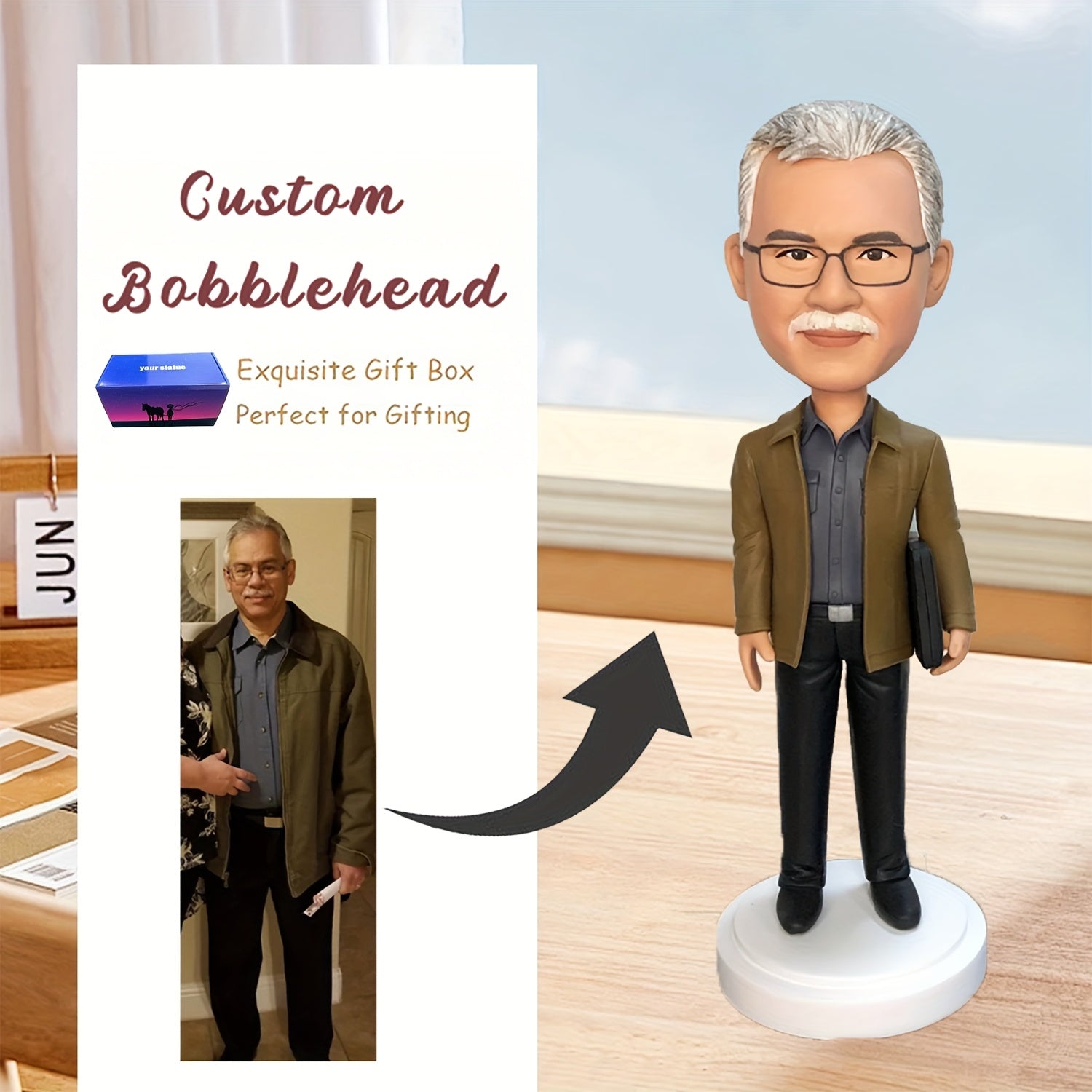 Custom Clay Cartoon Doll Single Version  Single Photo Only Nodding Doll Handmade Personalized Cartoon Figure Customize Your Doll with Photos PhotoBased Custom Service Perfect for Collecting Gifting Commemorating Couples or Family